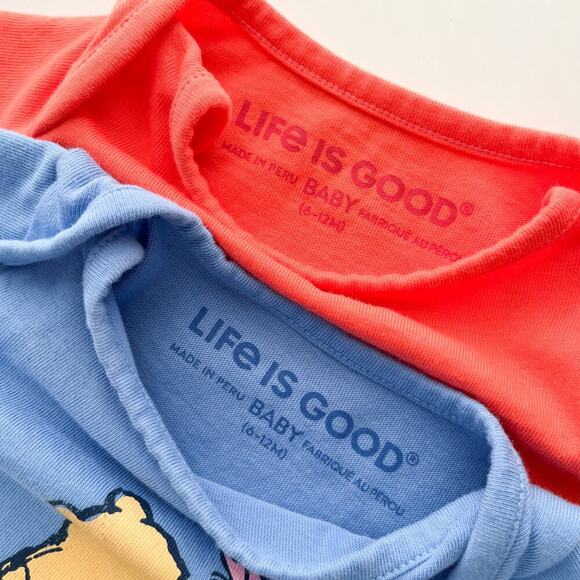 Life is Good Set of 2 Winnie the Pooh Crusher Bodysuit 6-12 month Blue Orange - Picture 5 of 6